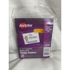 Avery Heavy Duty Clear Badge Holders 3" X 4" New In Box
